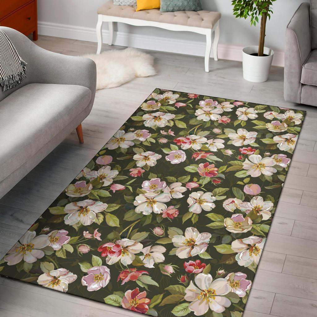 Apple Blossom Pattern Print Design Limited Edition Rectangle Rug