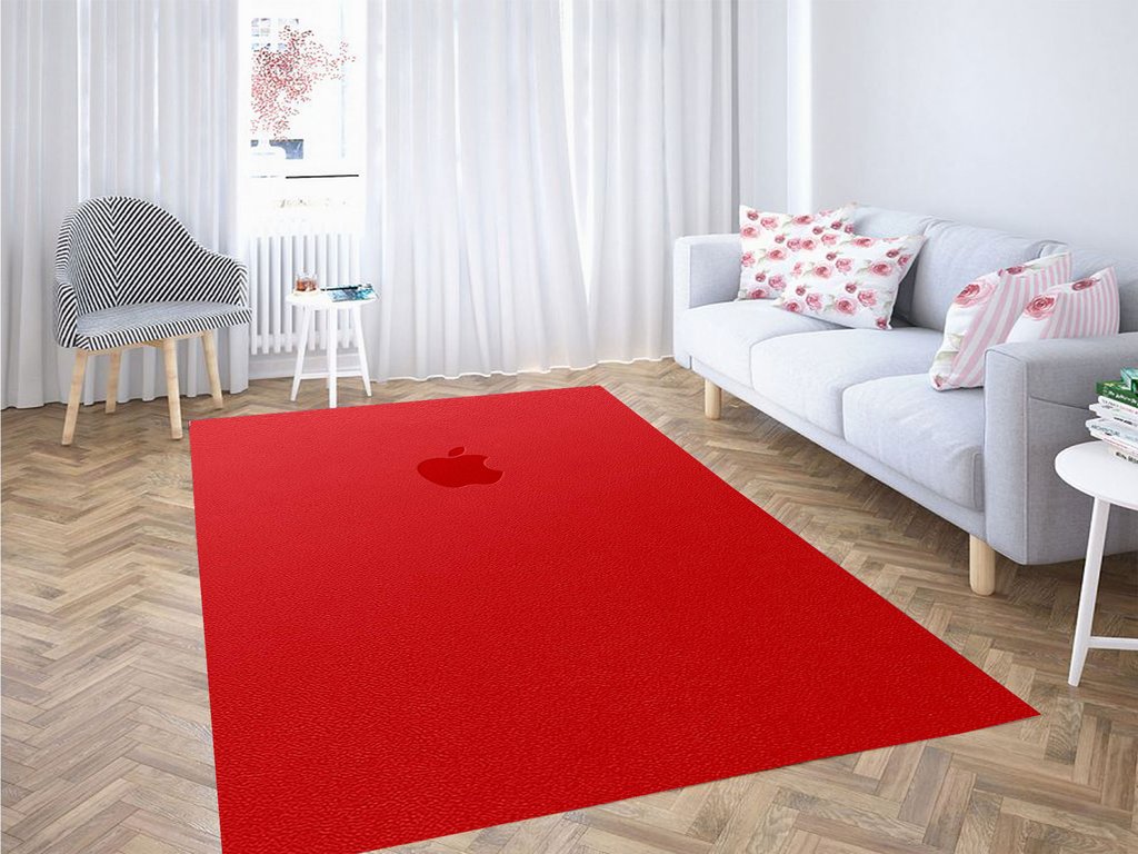 Apple Logo Red Living Room Modern Carpet Rectangle Rug