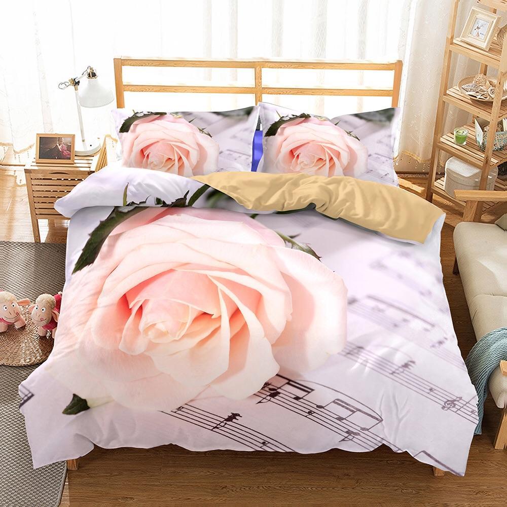 Apricot Rose On Musicheet 3D Customized Duvet Cover Bedding Set
