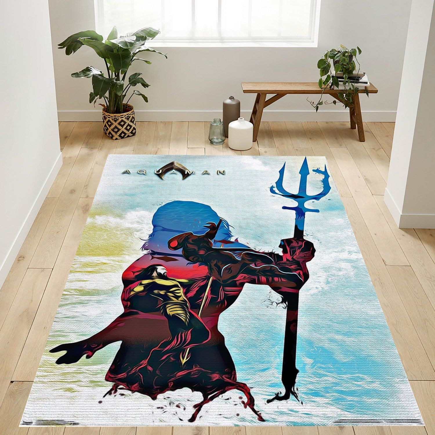 Aquaman Silhouette Rectangle Rug – Custom Size And Printing