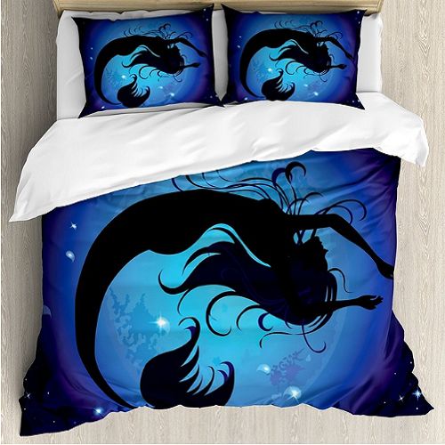 Aquatic Girl Moon Sky Duvet Cover Bedding Set