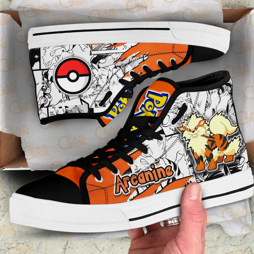 Arcanine High Top Shoes Custom Pokemon Anime Sneakers Mix Manga