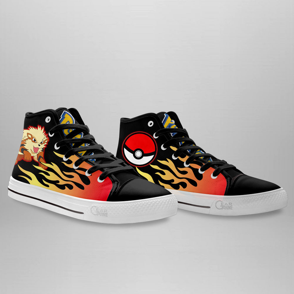 Arcanine High Top Shoes Custom Pokemon Sneakers Flame Style