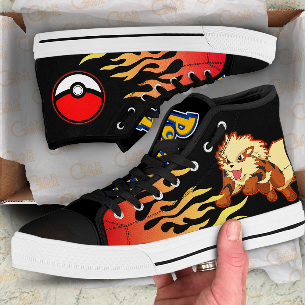 Arcanine High Top Shoes Custom Pokemon Sneakers Flame Style
