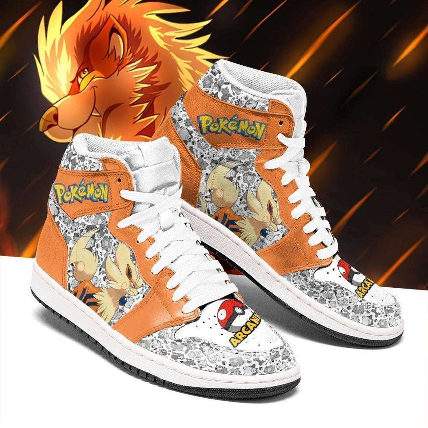 Arcanine Pokemon Anime High Top Air Jordan Sneaker, Air Jordan Hightop