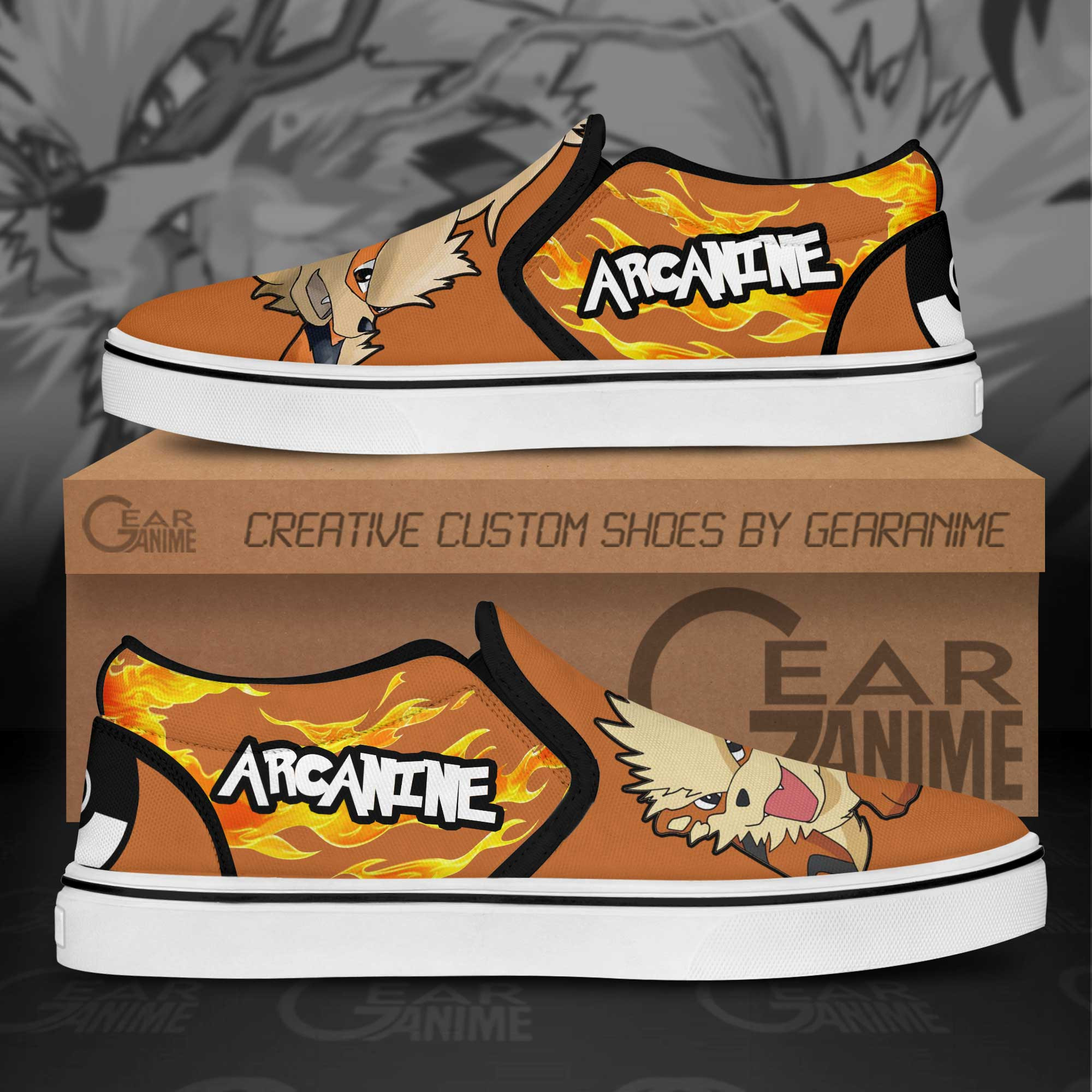 Arcanine Slip-On Shoes Canvas Pokemon Custom Anime Shoes