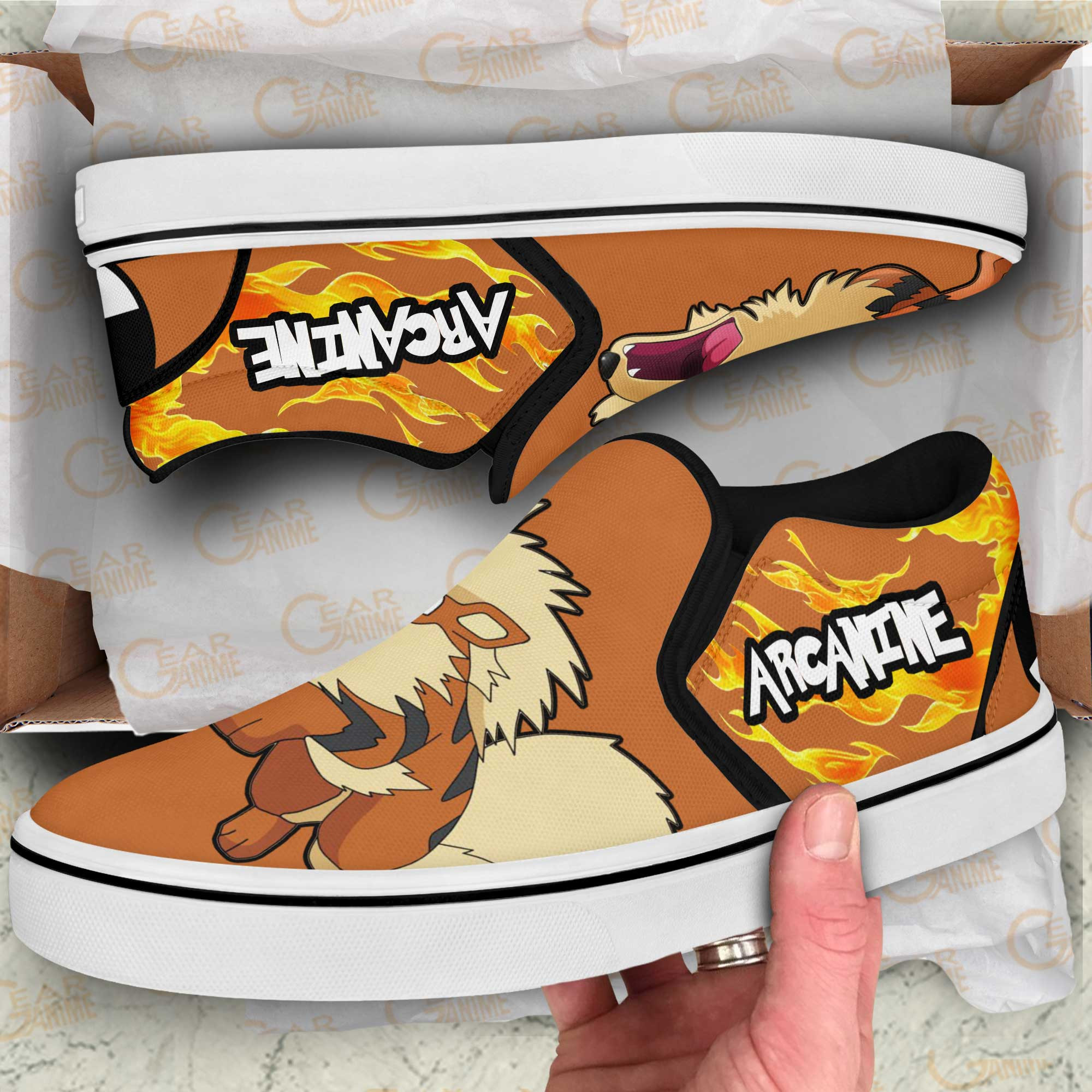 Arcanine Slip-On Shoes Canvas Pokemon Custom Anime Shoes