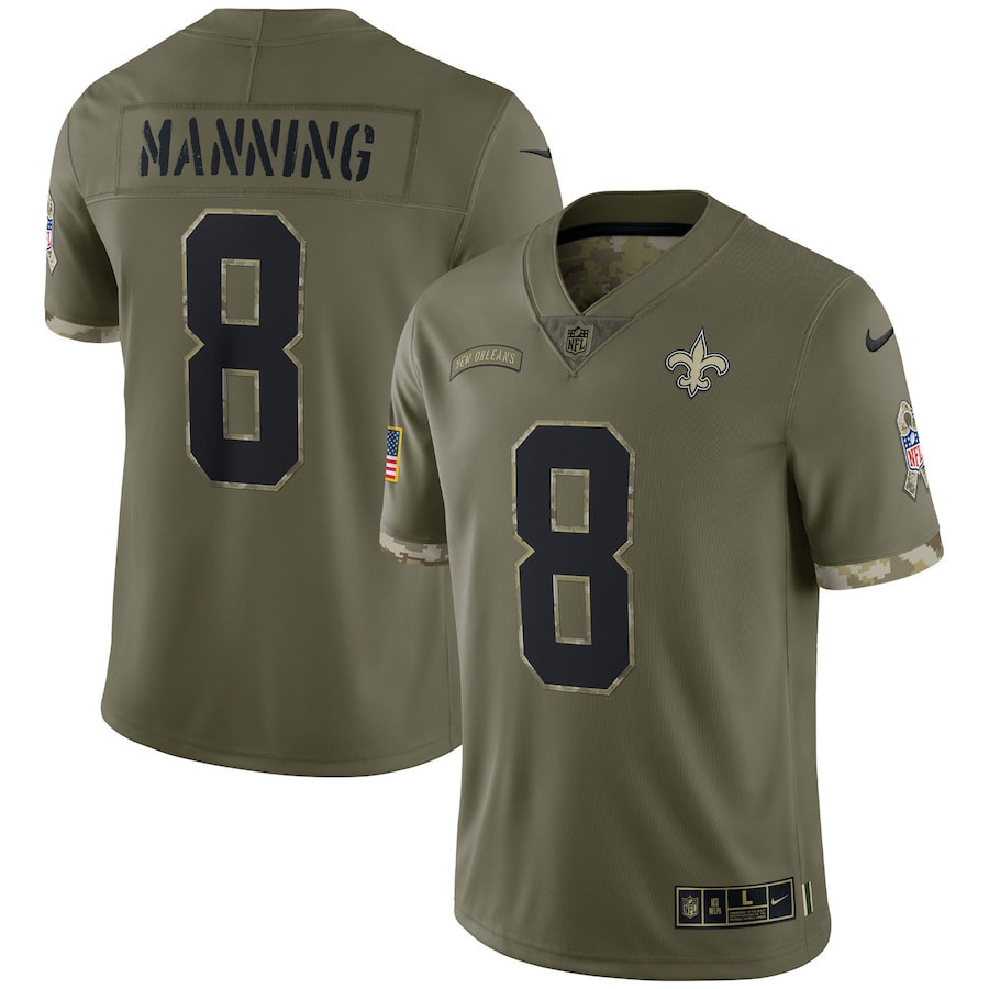 Archie Manning New Orleans Saints 2022 Salute To Service Retired Player Limited Stitched Jersey – Olive