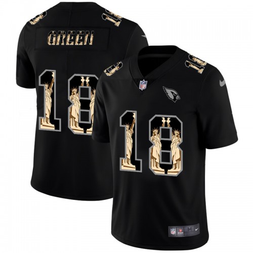 Arizona Arizona Cardinals #18 A.J. Green Carbon Black Vapor Statue Of Liberty NFL Jersey Men’s