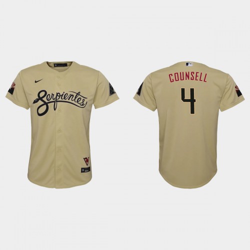 Arizona Arizona Diamondbacks #4 Craig Counsell Youth 2021 City Connect MLB Jersey Gold Youth