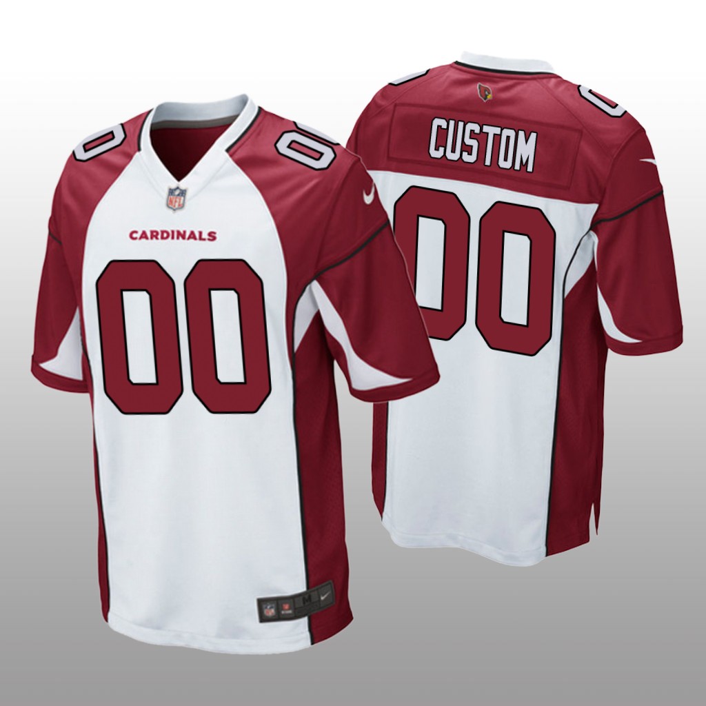 Arizona Cardinals #00 White Men’s Custom Game Jersey