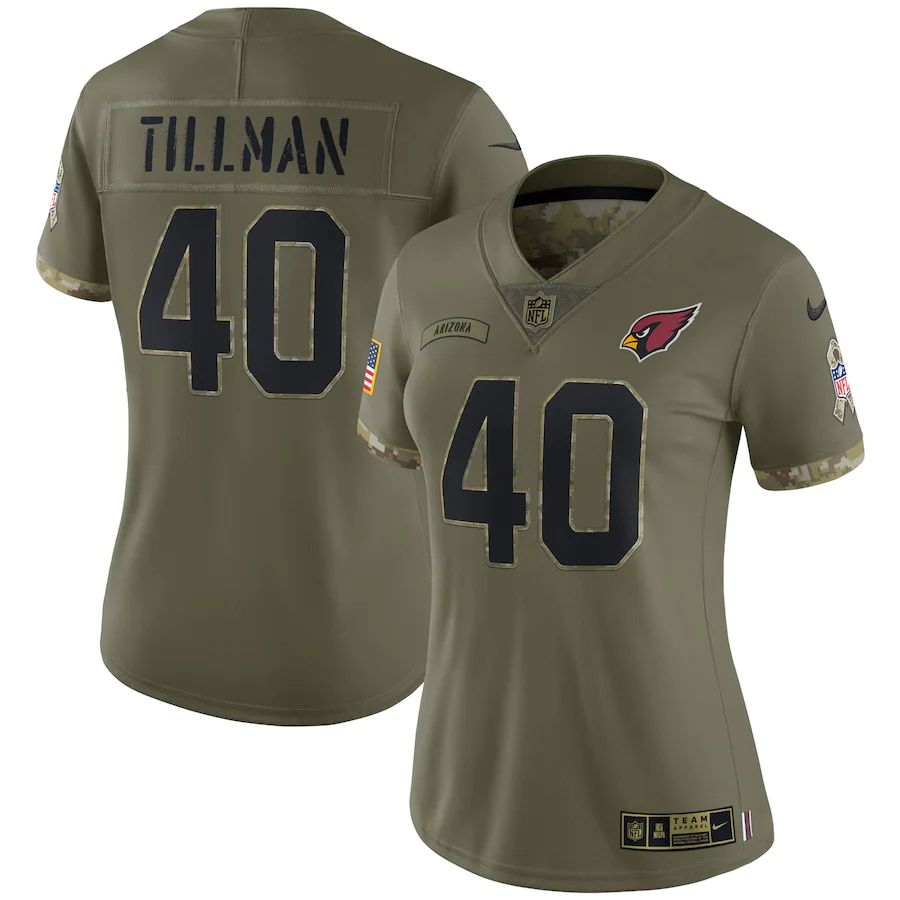 Arizona Cardinals #40 Pat Tillman Women’s 2022 Salute To Service Jersey – Olive