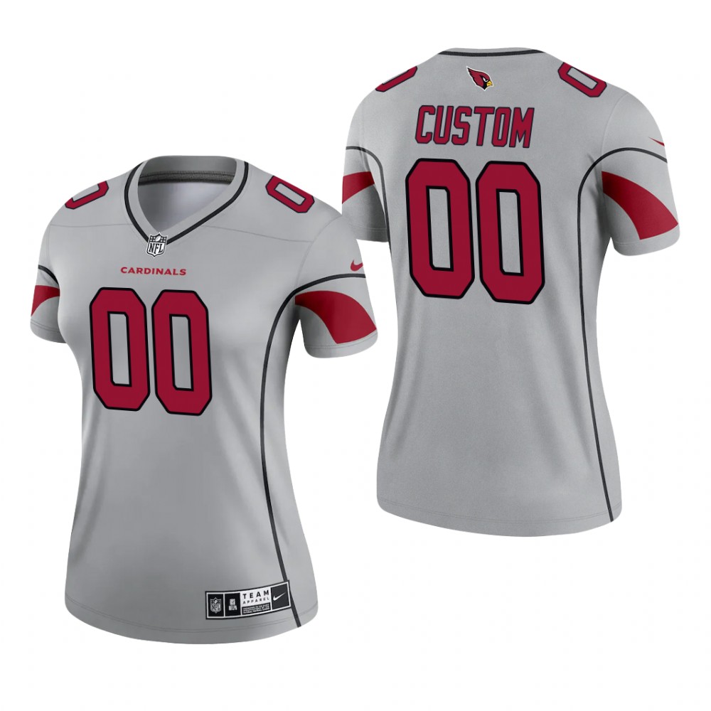 Arizona Cardinals Custom Gray Jersey Inverted Legend - Women's