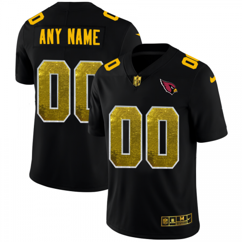 Arizona Cardinals Custom Men’s Black Golden Sequin Vapor NFL Jersey