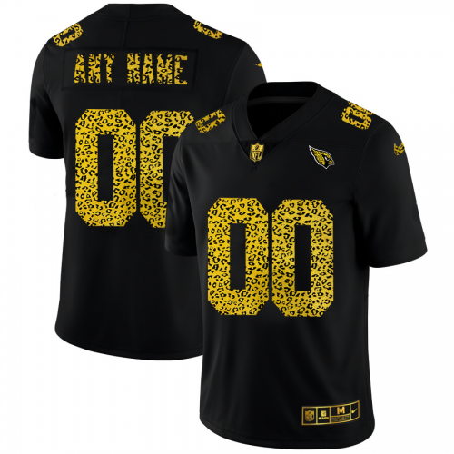 Arizona Cardinals Custom Men’s Leopard Print Fashion Vapor NFL Jersey Black