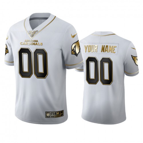 Arizona Cardinals Custom Men’s White Golden Edition Vapor NFL 100 Jersey