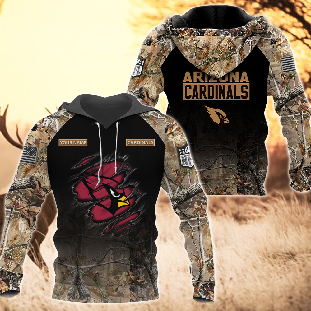 Arizona Cardinals Custom Name Hunting Camo Hoodie