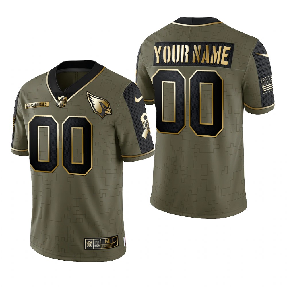 Arizona Cardinals Custom Olive Gold Limited Jersey 2021 Salute To Service - Men's