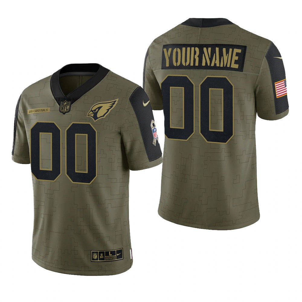Arizona Cardinals Custom Olive Limited Jersey 2021 Salute To Service - Men's