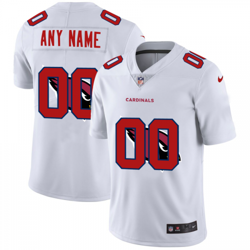 Arizona Cardinals Custom White Men’s Team Logo Dual Overlap NFL Jersey
