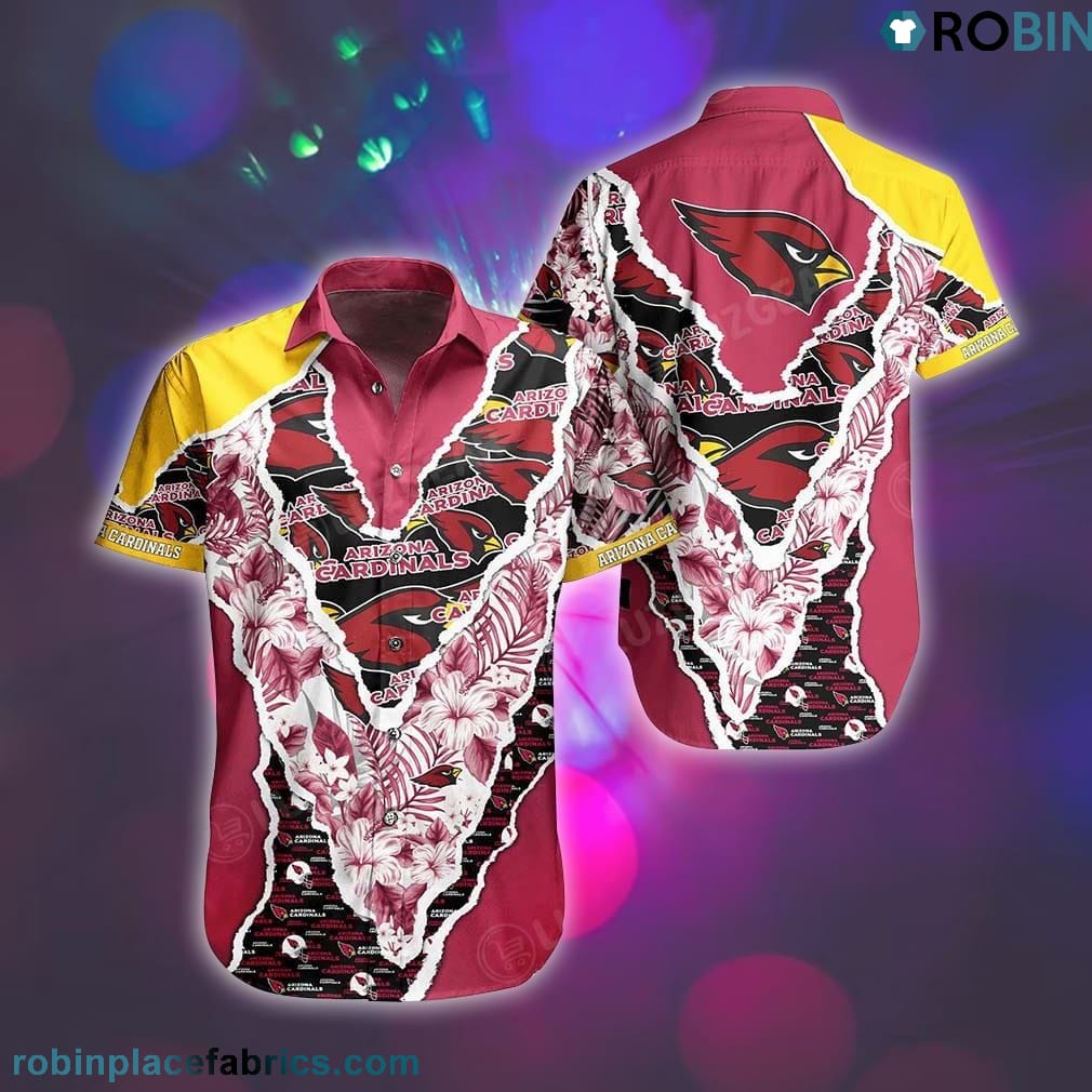 Arizona Cardinals Graphic Floral Pattern Hawaiian Shirt