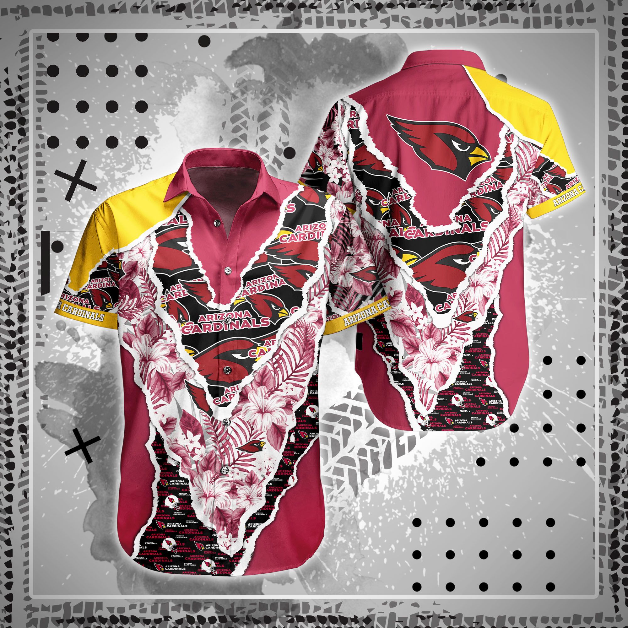 Arizona Cardinals Helmet Floral Hawaiian Shirt
