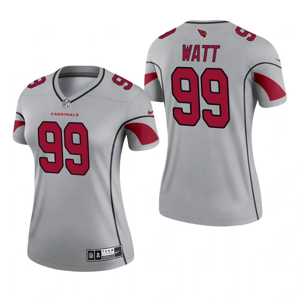 Arizona Cardinals J.J. Watt Gray Jersey Inverted Legend - Women's