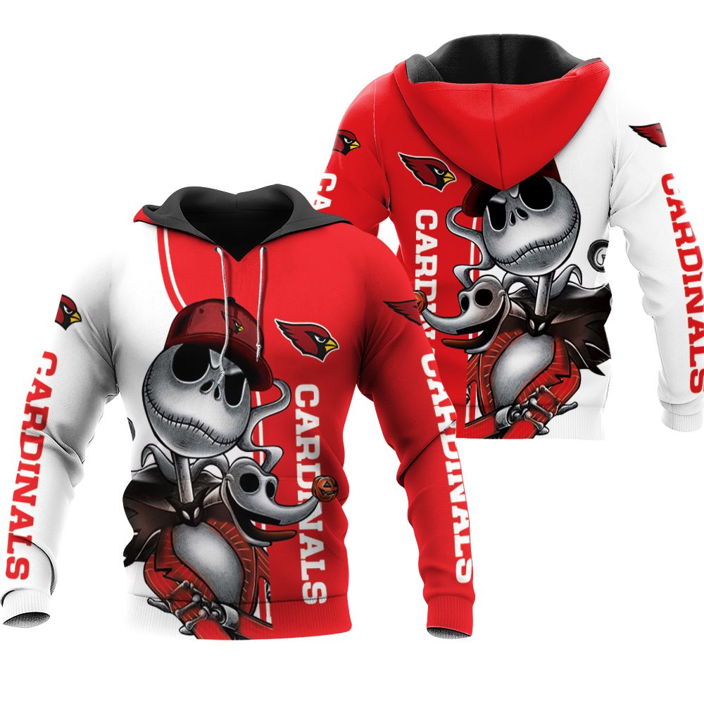 Arizona Cardinals jack skellington and zero 3D Hoodie