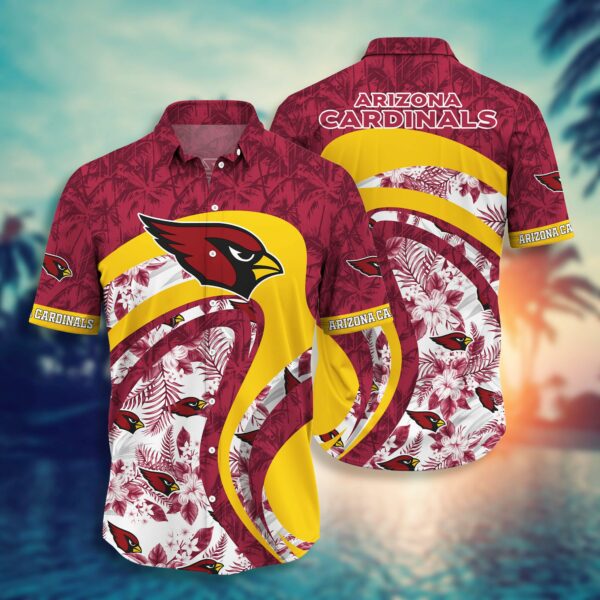 Arizona Cardinals Many Logo and Floral Hawaiian Shirt