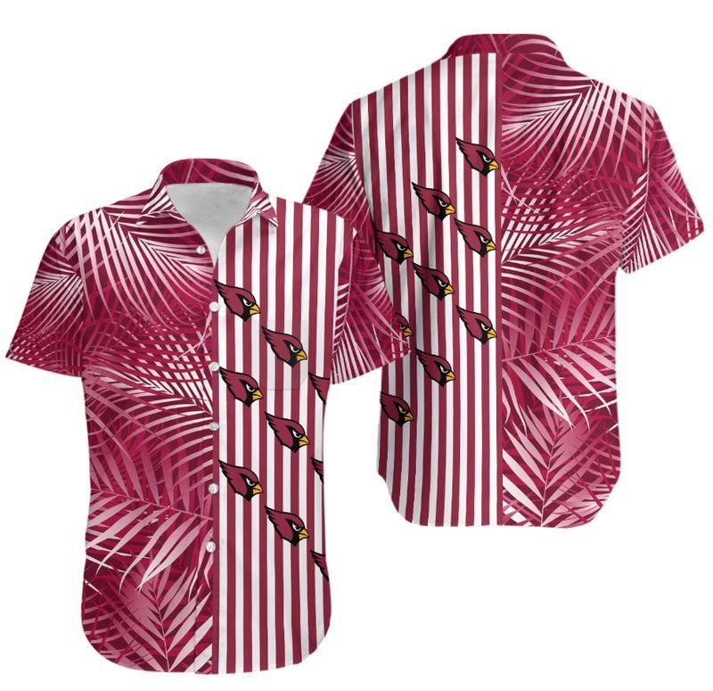 Arizona Cardinals Palm Leaves And Stripes Hawaiian Shirt