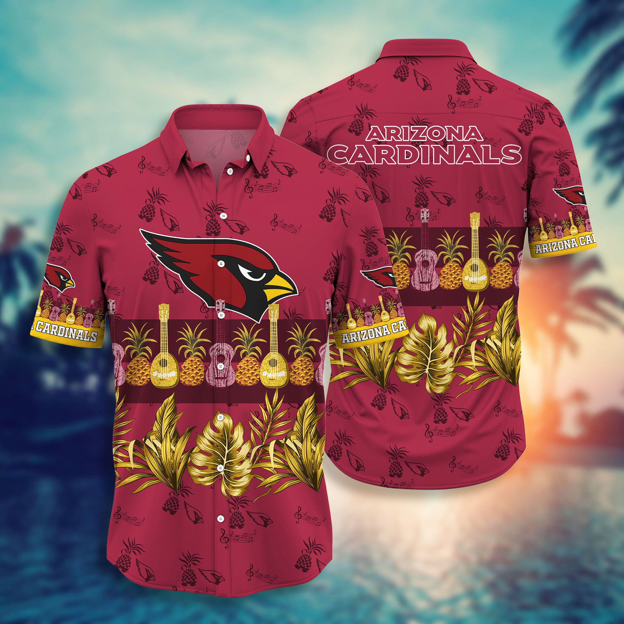 Arizona Cardinals Pinneapple and Guitar Hawaiian Shirt