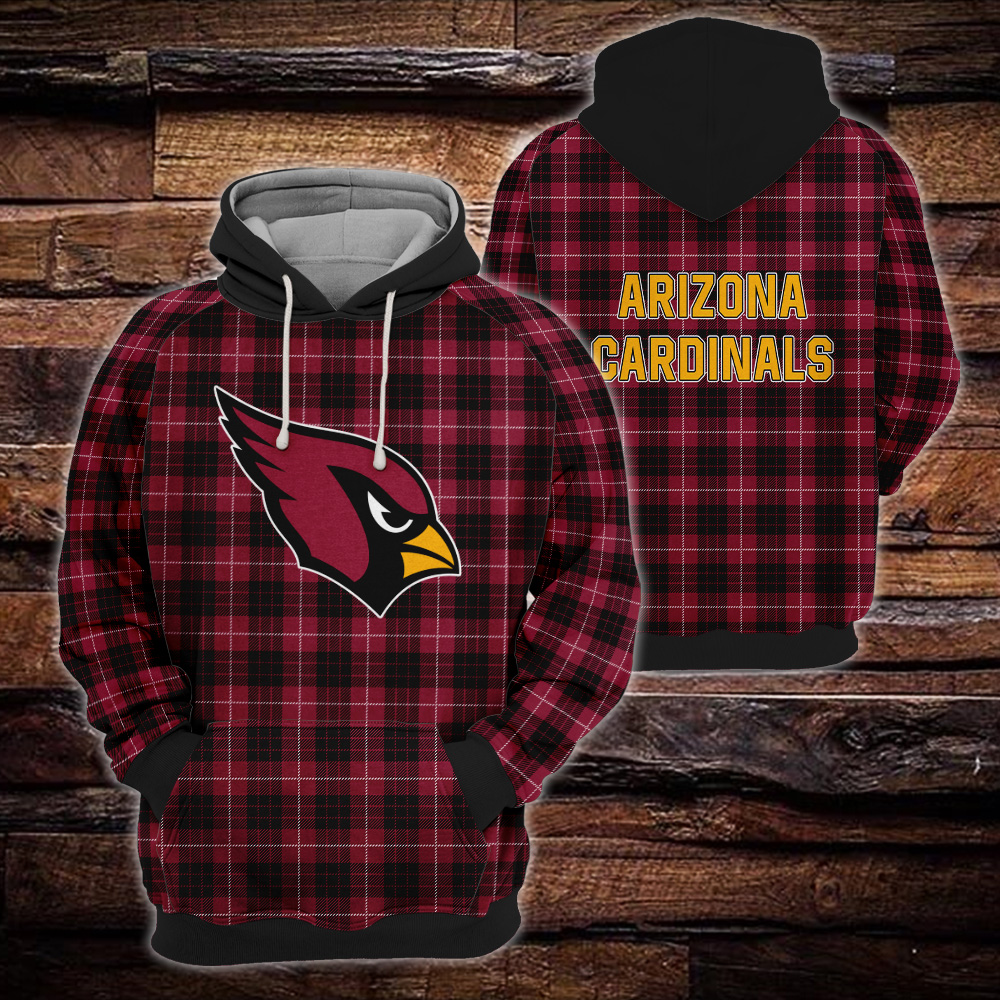 Arizona Cardinals Plaid Hoodie 3D Gift For Fans