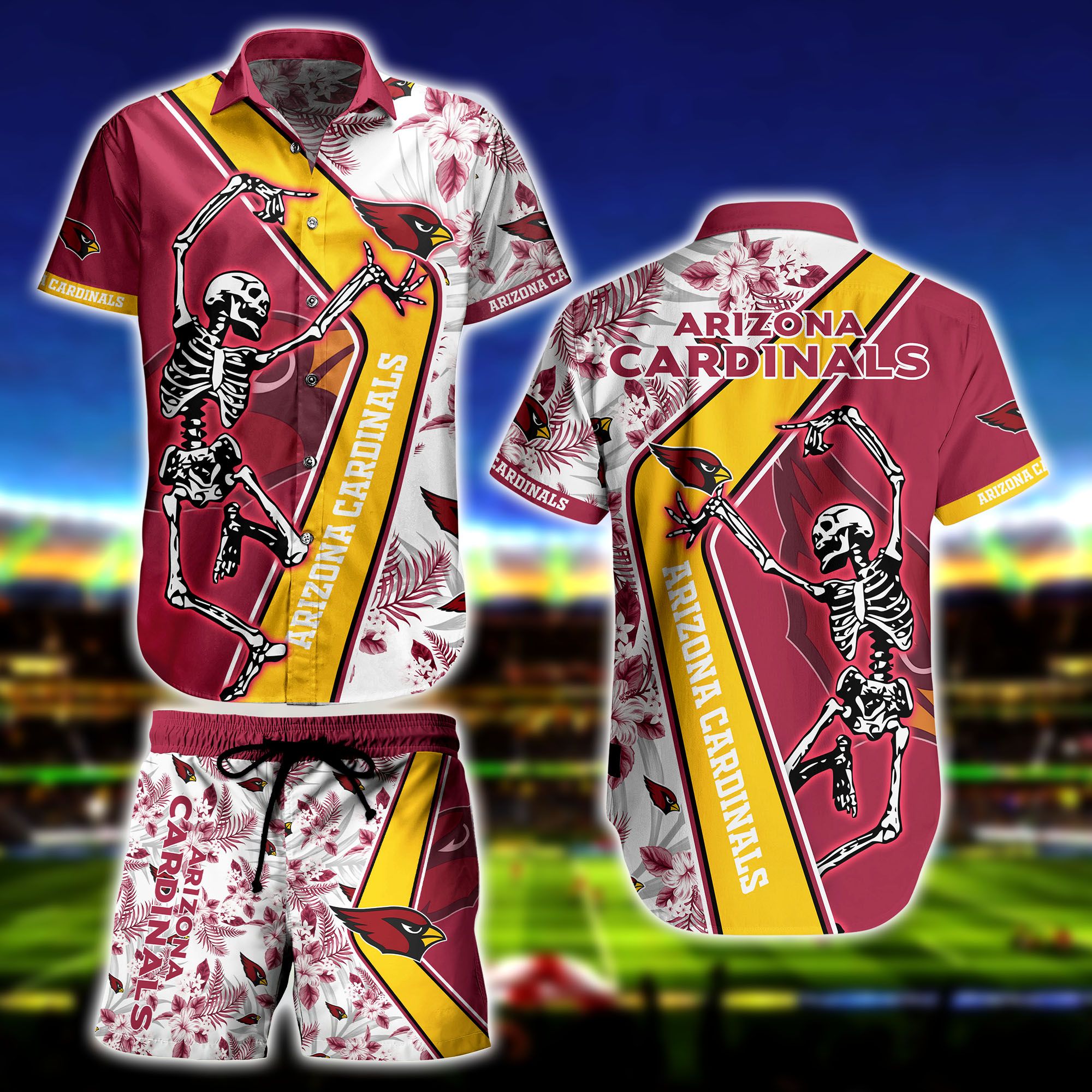 Arizona Cardinals Skeleton Dance Hawaiian Shirt
