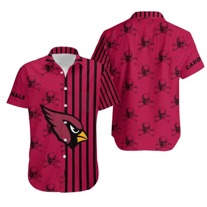 Arizona Cardinals Stripes and Skull Hawaiian Shirt