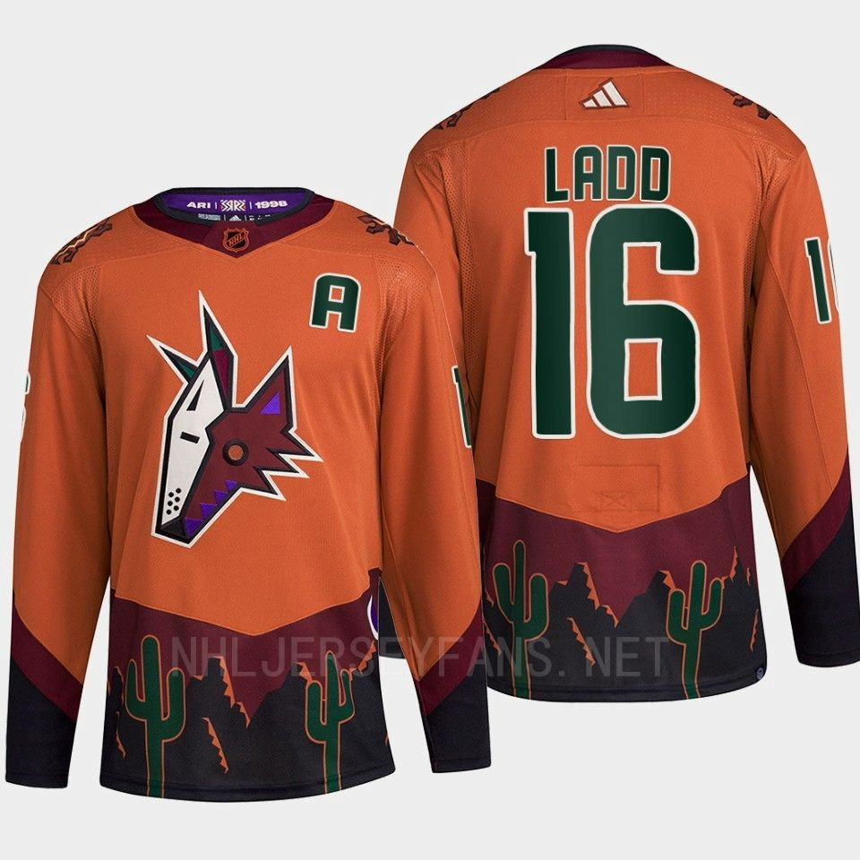 Arizona Coyotes 2022 Reverse Retro 2.0 Andrew Ladd 16 Orange Primegreen Stitched Jersey Men’s