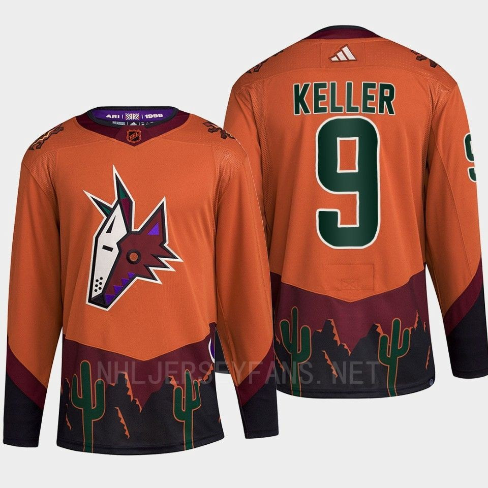 Arizona Coyotes 2022 Reverse Retro 2.0 Clayton Keller 9 Orange Primegreen Stitched Jersey Men’s