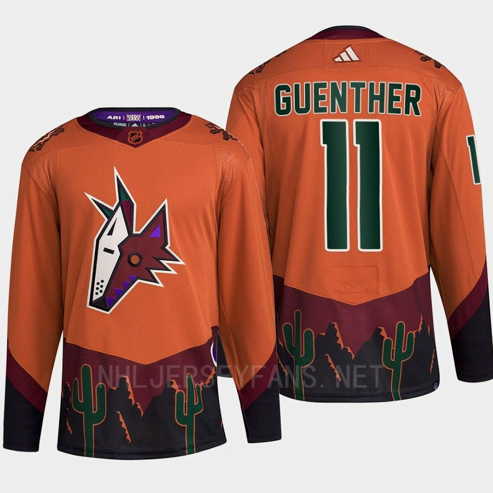 Arizona Coyotes 2022 Reverse Retro 2.0 Dylan Guenther 11 Orange Primegreen Stitched Jersey Men’s