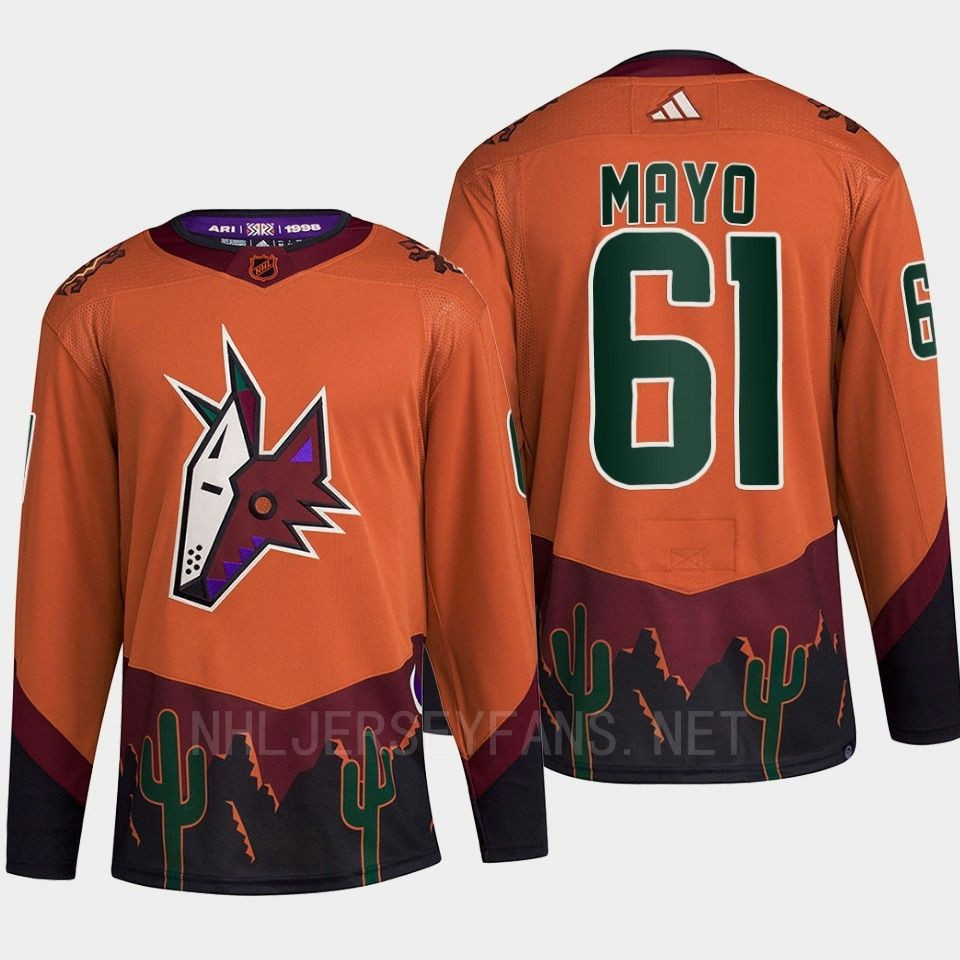 Arizona Coyotes 2022 Reverse Retro 2.0 Dysin Mayo 61 Orange Primegreen Stitched Jersey Men’s