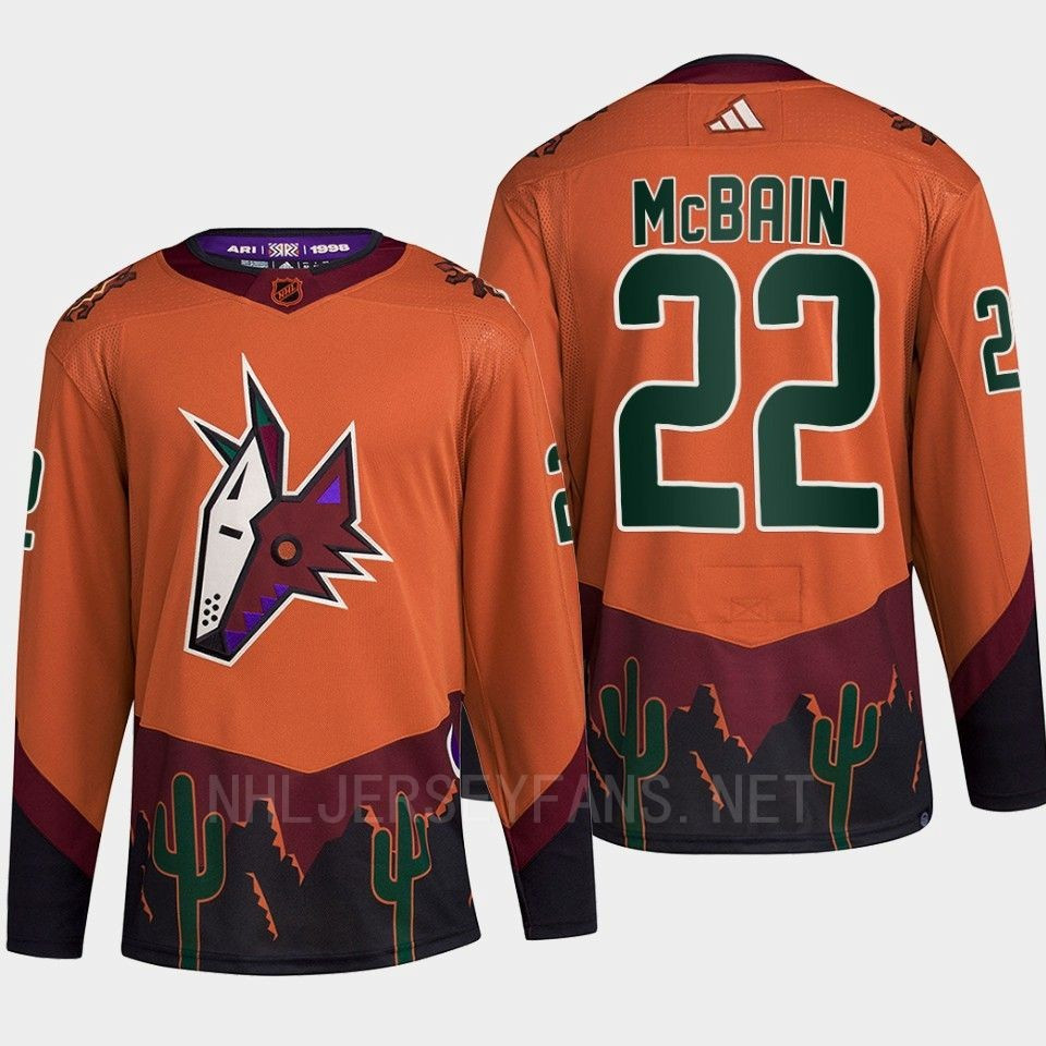 Arizona Coyotes 2022 Reverse Retro 2.0 Jack McBain 22 Orange Primegreen Stitched Jersey Men’s