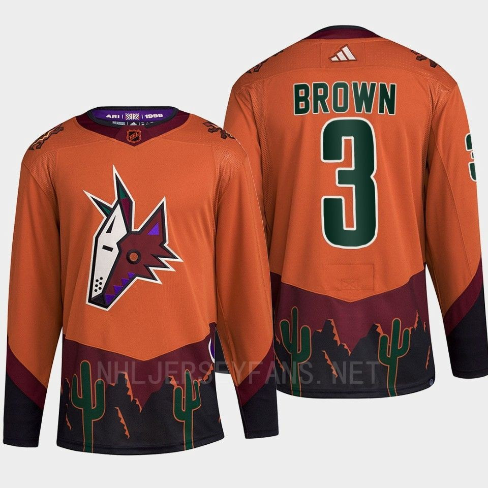 Arizona Coyotes 2022 Reverse Retro 2.0 Josh Brown 3 Orange Primegreen Stitched Jersey Men’s