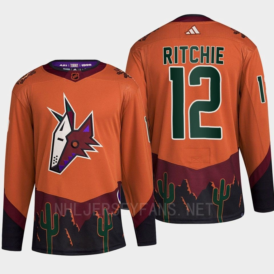 Arizona Coyotes 2022 Reverse Retro 2.0 Nick Ritchie 12 Orange Primegreen Stitched Jersey Men’s