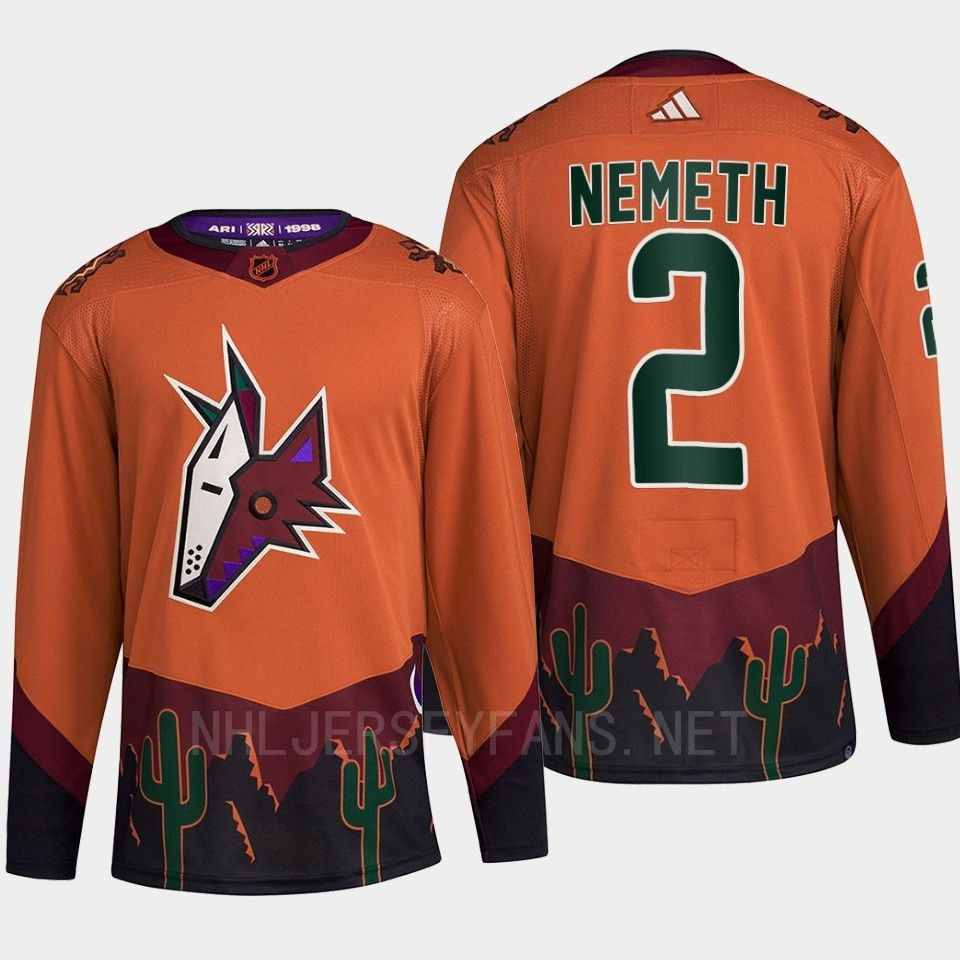 Arizona Coyotes 2022 Reverse Retro 2.0 Patrik Nemeth 2 Orange Primegreen Stitched Jersey Men’s