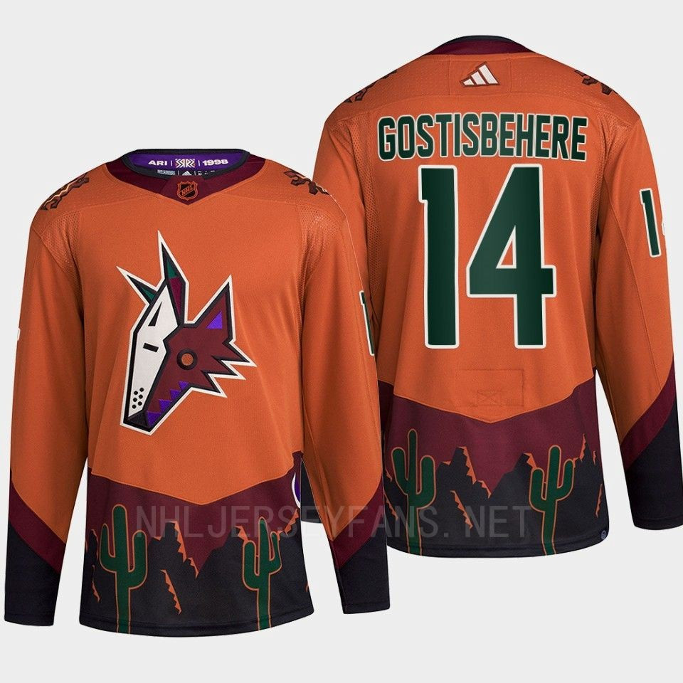 Arizona Coyotes 2022 Reverse Retro 2.0 Shayne Gostisbehere 14 Orange Primegreen Stitched Jersey Men’s