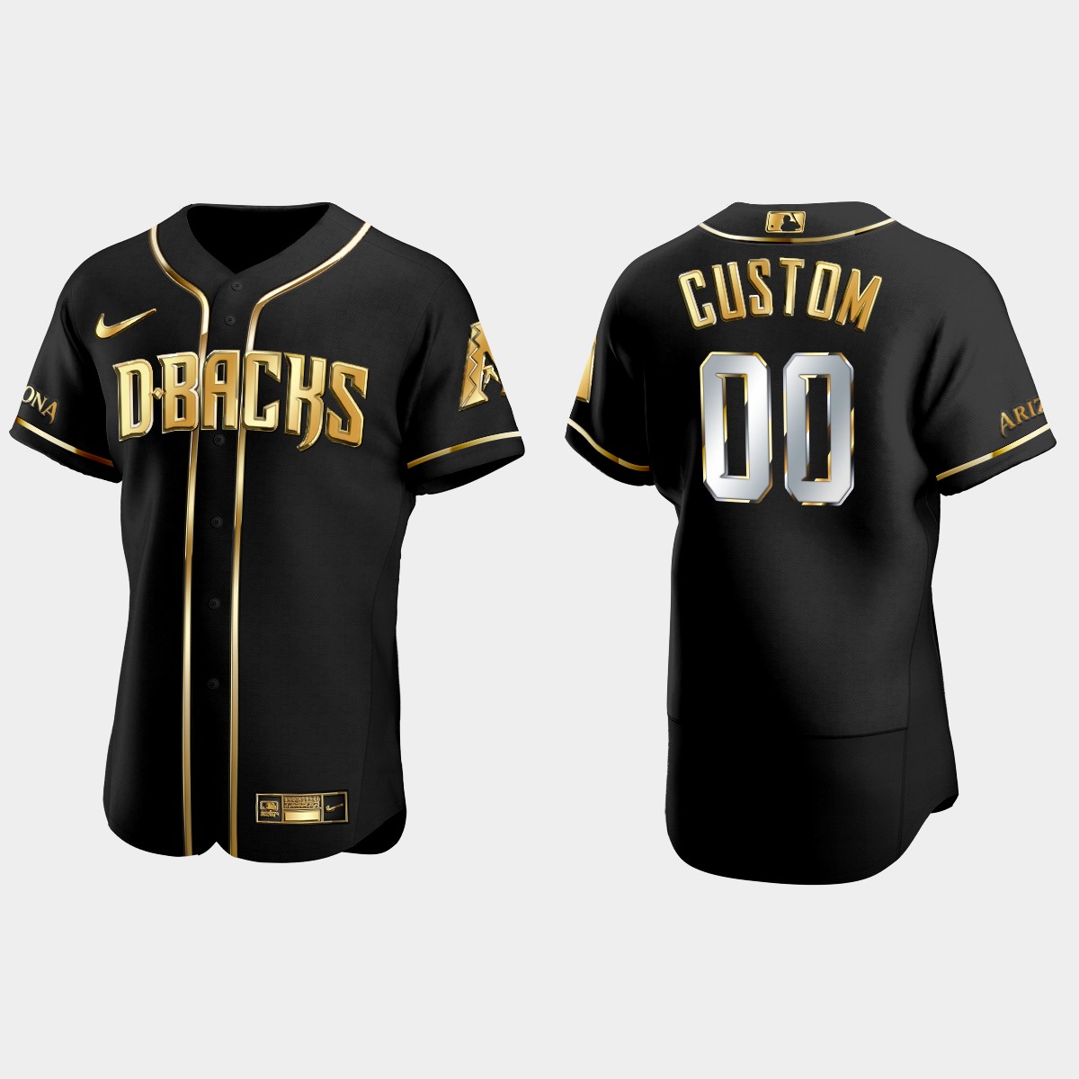 Arizona Diamondbacks #00 Custom Gold Edition Jersey – Black