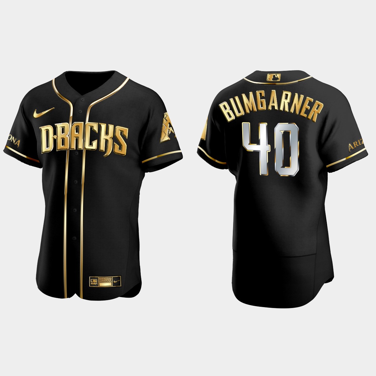 Arizona Diamondbacks #40 Madison Bumgarner Gold Edition Jersey – Black