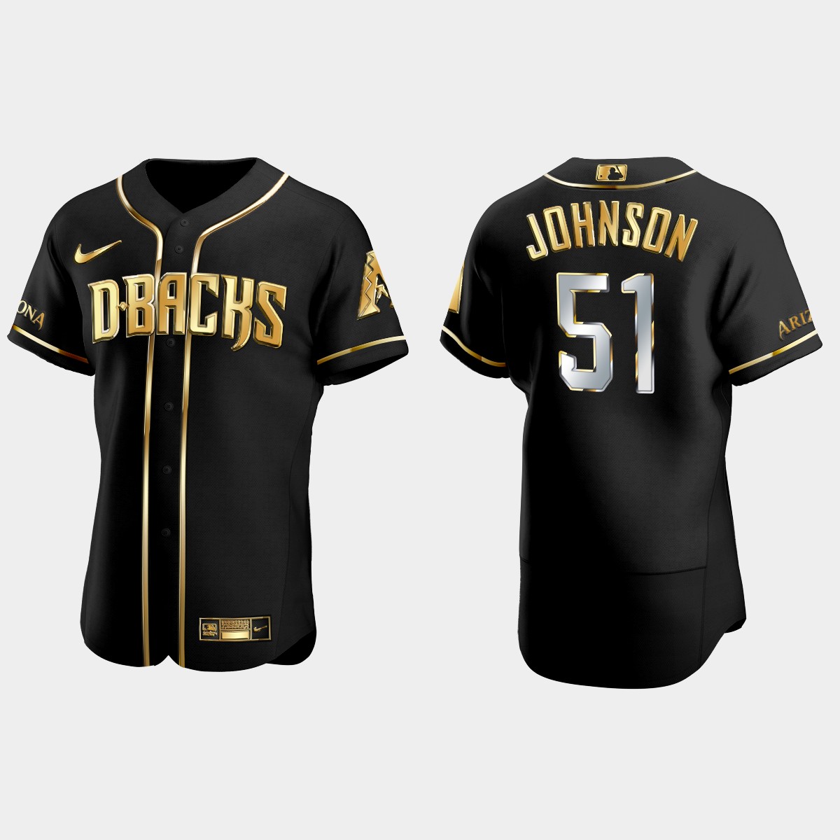 Arizona Diamondbacks #51 Randy Johnson Gold Edition Jersey – Black