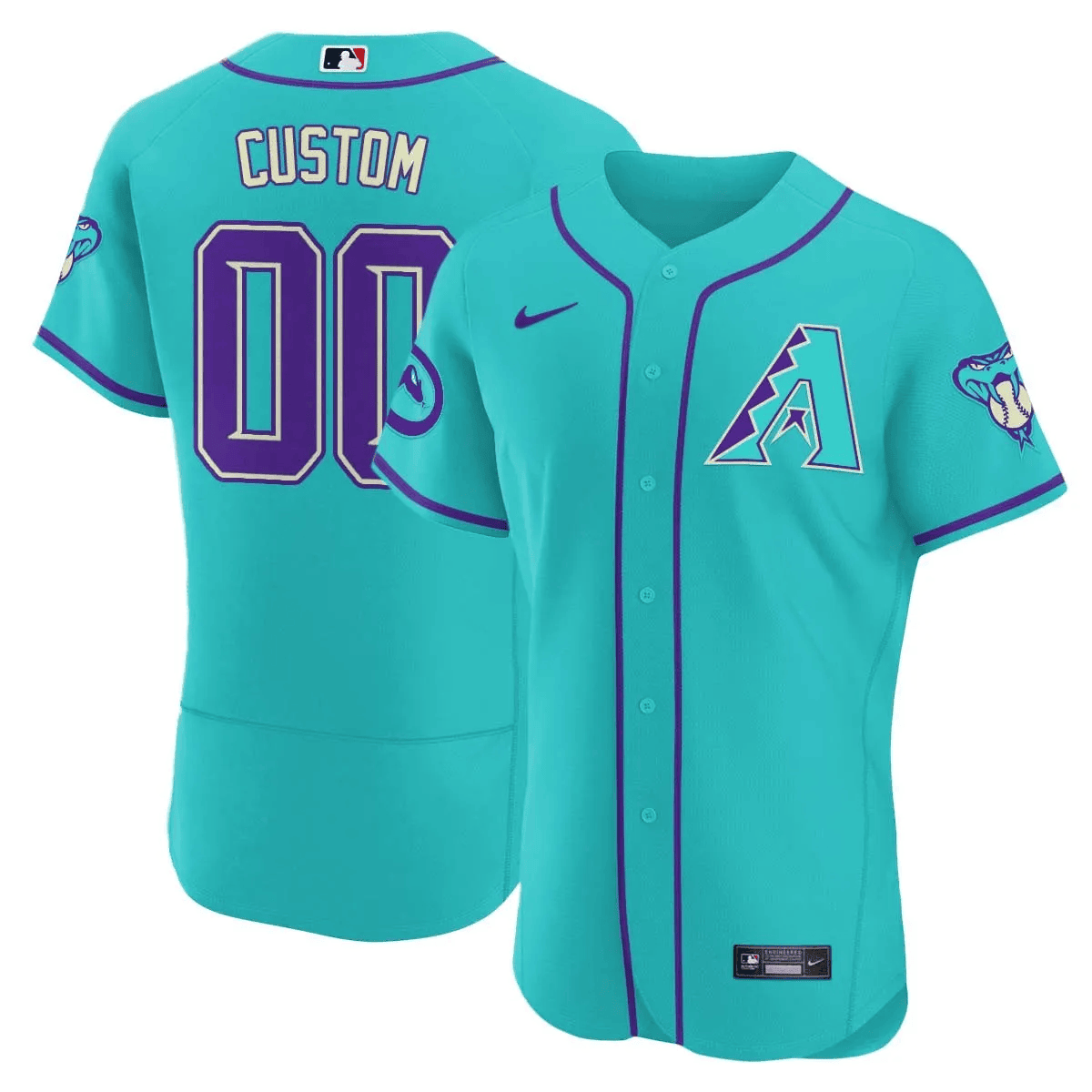 Arizona Diamondbacks 2024 Teal Purple Custom Flex Base Jersey - All Stitched