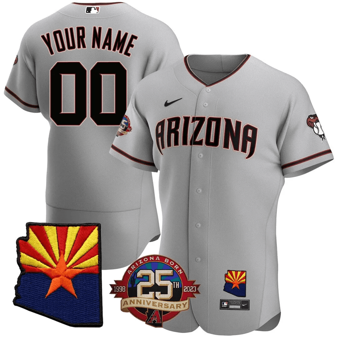 Arizona Diamondbacks Arizona State & 25th Anniversary Year Patch Custom Jersey - All Stitched