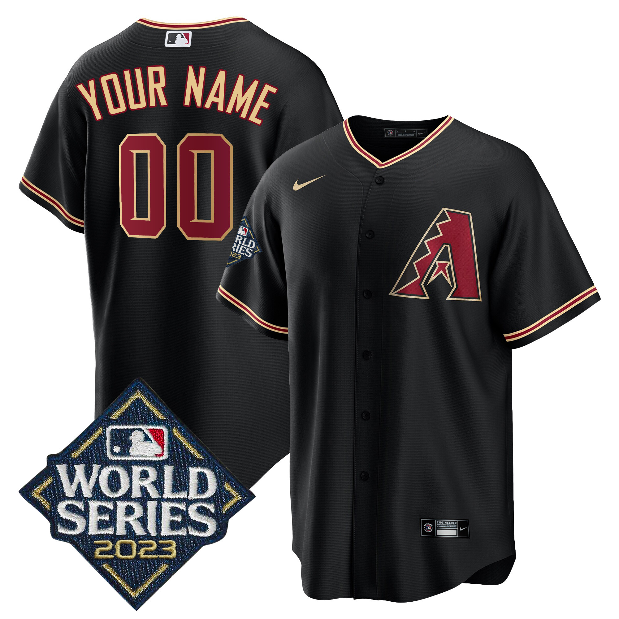 Arizona Diamondbacks Black 2023 World Series Custom Cool Black Jersey - All Stitched