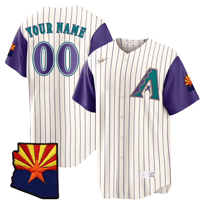 Arizona Diamondbacks Throwback Arizona State & 25th Anniversary Patch Custom Arizona State Patch Jersey - All Stitched